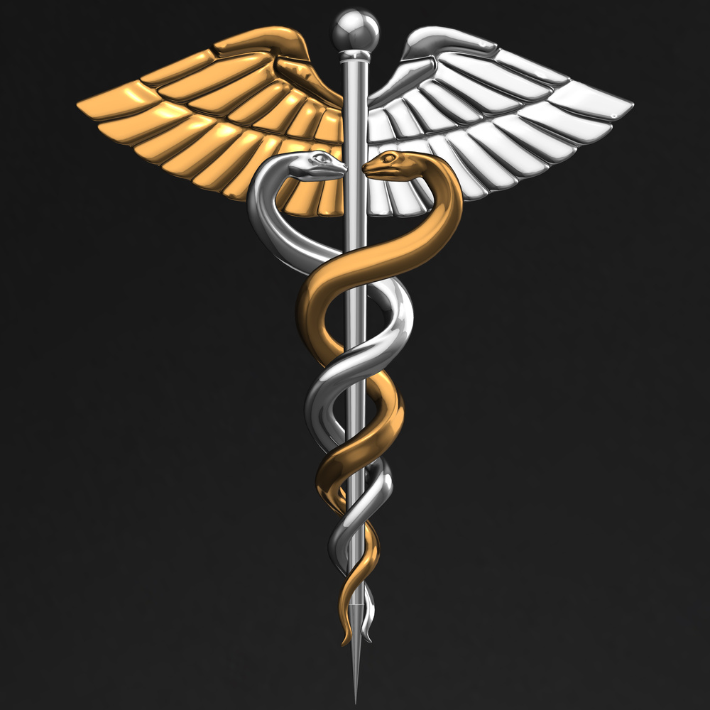Caduceus - medical symbol, 3d render